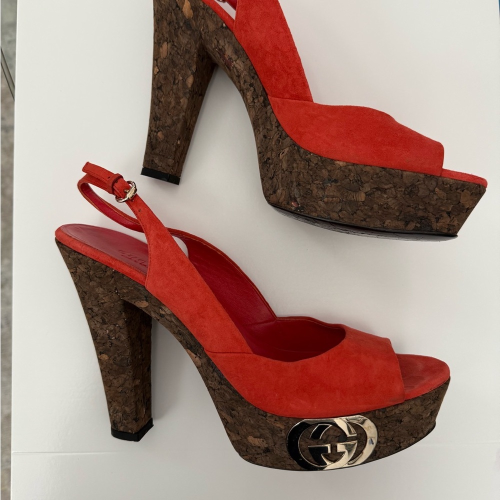 Gucci Vibrant Red Platform Heels